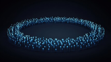 Blue Arrow Pattern with Dynamic Design in a Dark Background Symbolizing Growth, Direction, and Success in a Modern Artistic Style