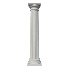 Fototapeta premium White marble column with fluted shaft and square base isolated on a transparent background