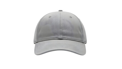 Fototapeta premium Gray baseball cap with embroidered logo isolated on transparent background