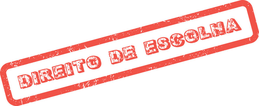 A vibrant red grunge style stamp graphic highlighting Direito de Escolha for consumer freedom