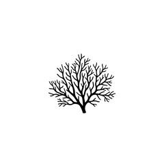 Obraz premium Black Silhouette of a Bare Tree Branching Structure