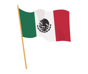 Waving flag of Mexico on flagpole. Template for independence day poster design. Waving flag of Mexico Isolated. Mexican