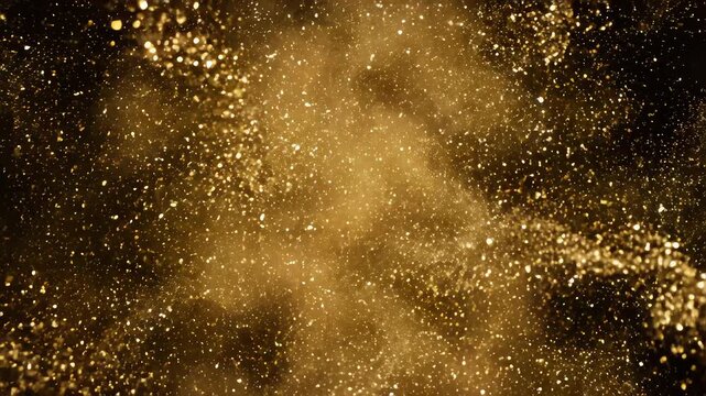 Gold Particle Trail Abstract Glitter Explosion on Black Background Video
