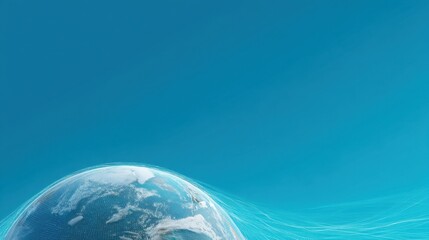 Obraz premium Abstract Artistic Representation of Earth with Flowing Lines Illustrating Connectivity and Globalization in a Vibrant Blue Background