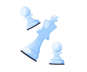 Set of white and black chess figures on a white background. Business strategy, planning, collaboration and cooperation