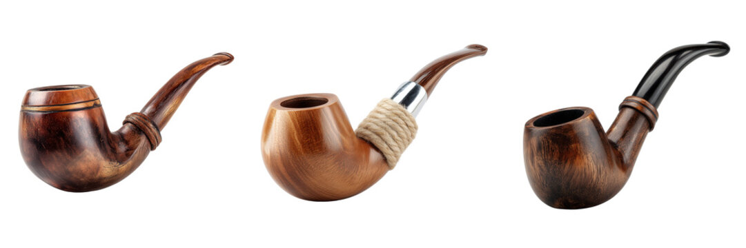 Set of Long wood grain and galaxy resin pipe filter on transparent png background. Ai generated