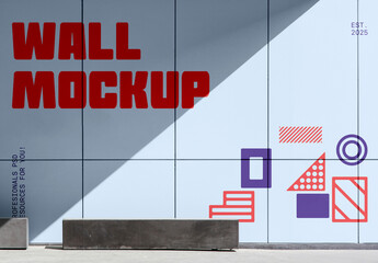 Front View Wide Wall Mockup