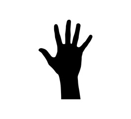 Obraz premium Creepy silhouette of a zombie hand reaching upward on white background
