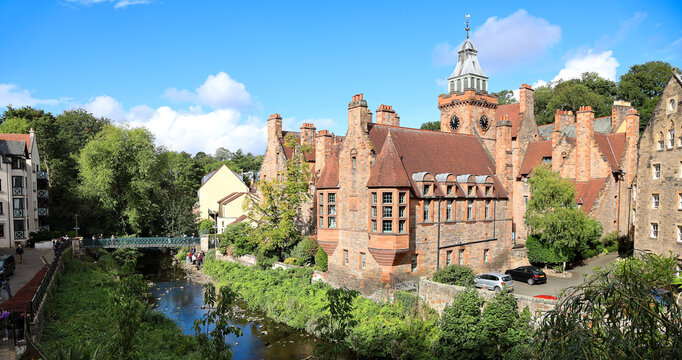 Dean Village, Edinburgh: The Water of Leith runs through the center of the beautiful old village.	