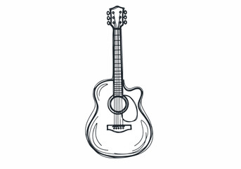 Naklejka premium A classic acoustic guitar illustration, representing musical passion and creativity with its timeless design and stringed instrument appeal