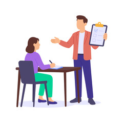 Assigning Notes, delegating meeting note taking responsibility, Flat vector character illustration