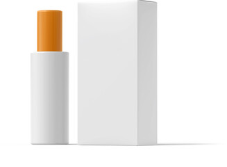 Blank Cosmetic Bottle with Orange Cap and Packaging Box &ndash; Clean 3D Mockup