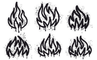 Vector collection of hand-drawn fire in graffiti style