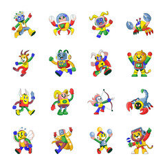 Fototapeta premium Collection of Merch Friendly Flat Style Illustrations