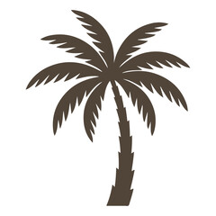 Obraz premium Tropical Palm Tree Vector Illustration, Summer Beach Palm Silhouette, Exotic Island Coconut Tree Clipart, Nature Vacation Logo Design, Minimal Palm Tree Icon Isolated on White Background