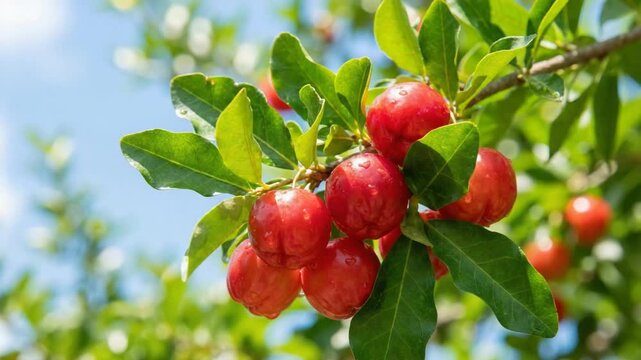 ripe acerola cherries brazil fruit video