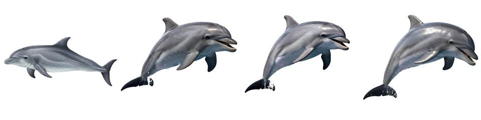 the series of the  bottlenose dolphins isolated on white background PNG //
