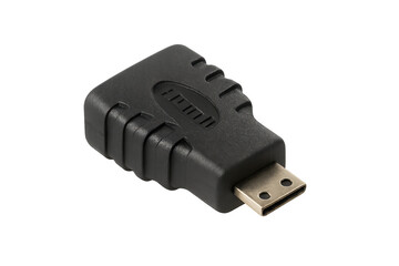 Black hdmi adapter connecting electronic signal transparent background