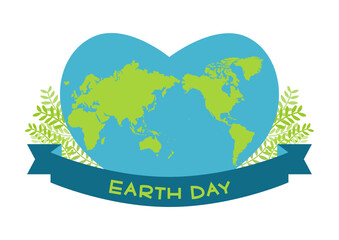 アースデーのイラスト ハートの世界地図