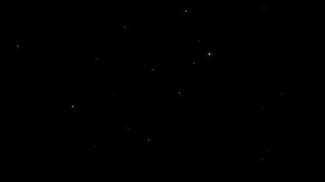 Twinkling stars background animation with shooting stars on black background. 4K animated flickering starfield for night sky background, cinematic motion graphics, space visuals, and video editing.