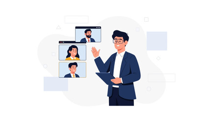 Fototapeta premium Online Meeting, Video Conference, Remote Work, Business Communication