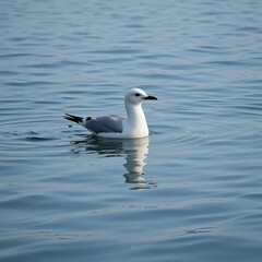 Fulmar on calm waters with reflection
