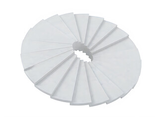 A close-up view of a white plastic gear with evenly spaced teeth.