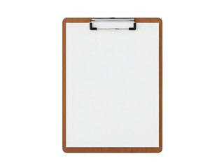 A blank wooden clipboard with a metal clip, ready for notes or papers.