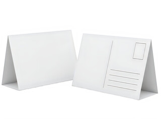 Two blank greeting cards with white envelopes on a white background