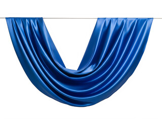 A mesmerizing display of blue ribbons cascading down in a graceful arch.
