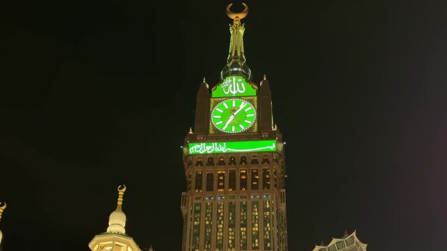 Ummrah Kabba Muslims People Walking During Tawaf Near Clock Tower With Foot Steps On Busy Roads In Macca Ramazan Eid Islam