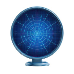 Circular technology interface with glowing center isolated on transparent background