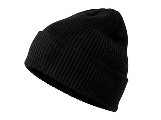 A cozy black knitted winter hat with a folded brim for warmth and style.