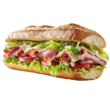 Freshly Made Submarine Sandwich with Meats and Vegetables