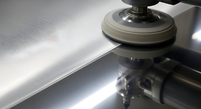 Polishing metal surface with a rotary tool, industrial finishing process