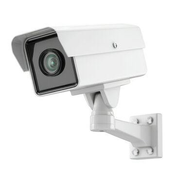 Modern white security camera isolated, surveillance system