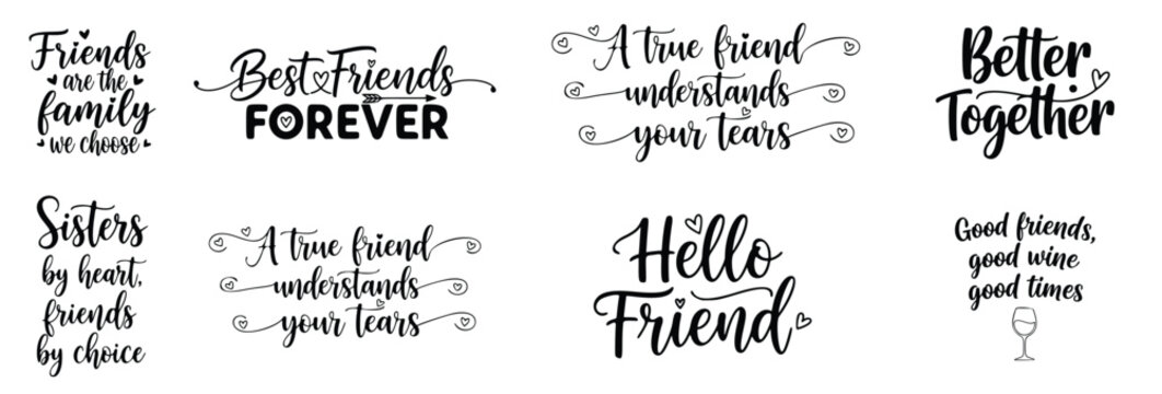 Friendship Quotes Lettering Set &ndash; Handwritten Typography Designs