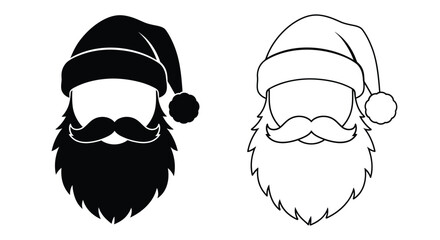 Two santa claus faces one dark one outlined a striking silhouette © md