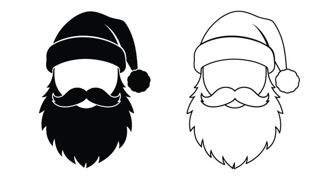 Two santa claus faces one dark one outlined a striking silhouette