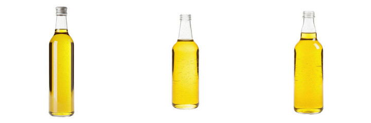 Glass Olive Oil and Vinegar Bottle Set, Pure Organic Liquid Condiment Collection Isolated on Transparent Background, PNG Asset