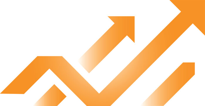orange upward trending zigzag arrows layered growth chart graphic for business finance investment and stock market performance design