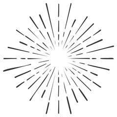 Fototapeta premium Hand drawn sunburst starburst design graphic element vintage style.
