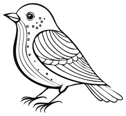Obraz premium Illustration of a Bird with Elaborate Wing Details and Speckled Body in Black and White