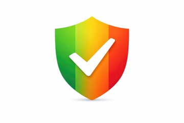 Secure shield symbolizing protection and trust with a checkmark reflecting digital safety and cybersecurity in a vibrant color gradient showcasing confidence and reliability
