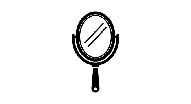 Hand mirror icon in black silhouette style