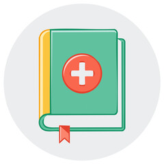 Fototapeta premium Medical reference book vector illustration for healthcare guidance and clinical knowledge resources in green and red