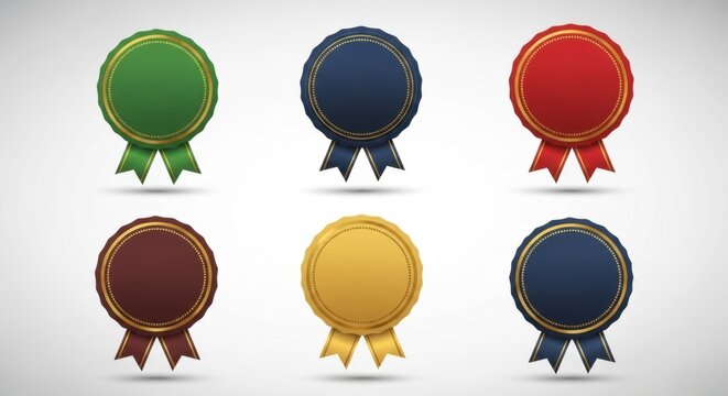 Colorful Award Rosettes with Ribbons