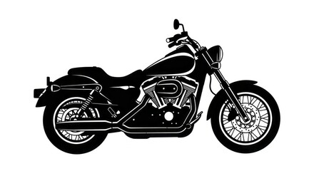 Obraz premium Sleek black motorcycle silhouette with white accents on clean background