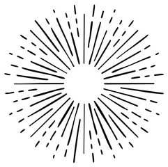 Obraz premium Black ink hand drawn sunburst burst explosion radial lines circle shape design element