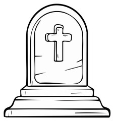 Fototapeta premium Tombstone illustration with cross symbol for memorial and mourning